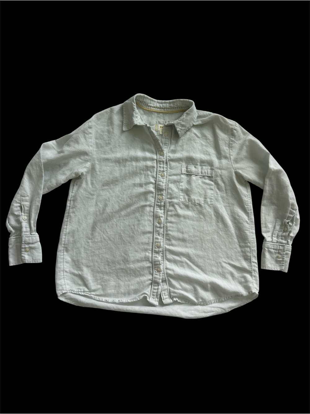 Maeve Pale Gray Button-Up Shirt with Yellow Stitching